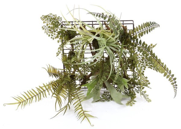 Kompozycja roślin sztucznych leśnych na kratce 30x30 cm